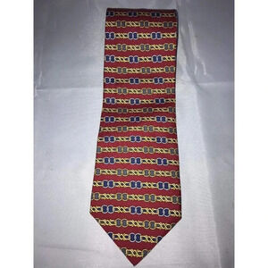 Paolo Gucci Red Horsebits Pattern High End 100% Italian Silk Classic Neck Tie